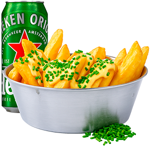 Cheddar Fries + Birra